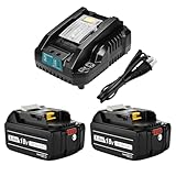 VANKO 互換 マキタ 18v バッテリー 充電器セット BL1860B 6000mAh大容量 2個付き マキタ 18v バッテリー DC18RC充電器付き 小型 BL1815N BL1830B BL1860Bなど対応可能 LEDランプ残量表示 A+級セル採用 BMS基板搭載 高耐久性 国内PSE認証取得済 製造物責任保険付 (ブラック)