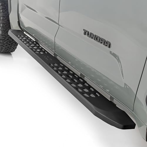 Rough Country RPT2 Running Boards for Toyota Tundra (20222026) Fits Crew Cab 2WD/4WD 6.75 Steel Side Steps No-Drill Install Matte Black Raptor-Style Rails