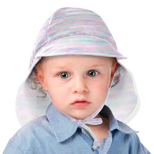 KLL Toddlers Beach Hat Baby Boys Beach Play Hats Baby Girls' UPF 50+ Protection Neck Flap Traveling Camping Hat Seamless Pastel Aesthetics Mystery Strips2