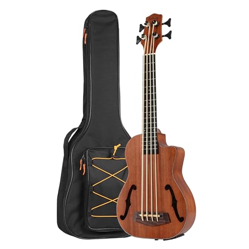 Batking Ubass Electric Ukulele Bass 30 inch Baritone Bass Ukelele Fretted Electric Acoustic Bass Uku Wtih Gig Bag (Ordinary Machine Head Fretted Ubass)