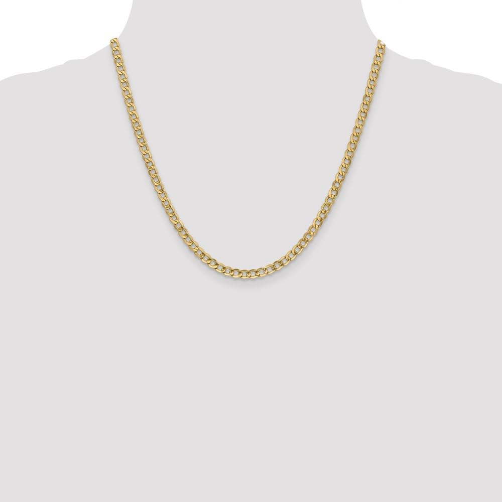 Diamond2Deal 10k Yellow Gold 4.3mm Semi-Solid Curb Link Chain Necklace 16" to 24"