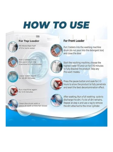 Image of Washing Machine Cleaner Descaler 18 Pack - Deep Cleaning Tablets For HE Front Loader & Top Load Washer, Clean Inside Drum And Laundry Tub Seal (Washing Machine Cleaner Tablets - 18 Pack)