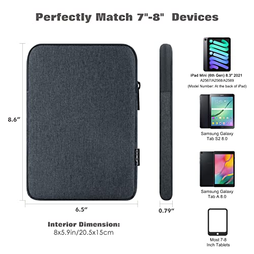 Image of MoKo 7-8 Inch Tablet Sleeve Bag, Polyester Pouch Cover Case Slim Design | Fits iPad Mini (A17 Pro) 8.3 inch 2024, iPad Mini 6 /5 /4 /3 /2 /1, Samsung Galaxy Tab S2 8.0, Tab A 8.0, ZenPad Z8s 7.9, Space Gray