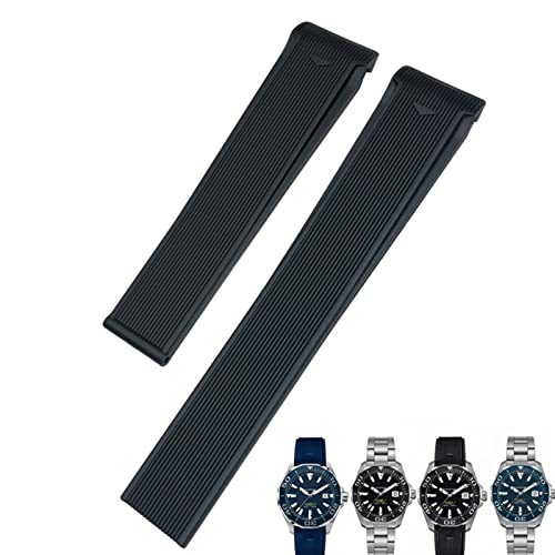 Bracelet montre 22 mm imperméable en caoutchouc bleu pour plongée