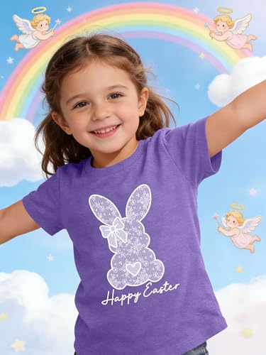 Image of Ithalt Kids Easter Shirts for Girls Cute Bunny Graphic Tshirt Easter Long Sleeve Tops 5-14y