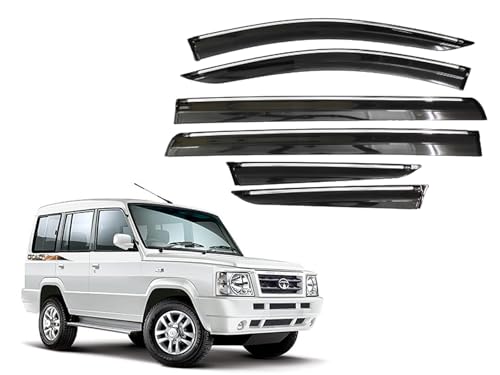 Image of CAR SAAZ Chrome Line Door Visor for Sumo Gold (2012-2019)(Set of 6Pcs) | Rain Guard | Wind Deflector