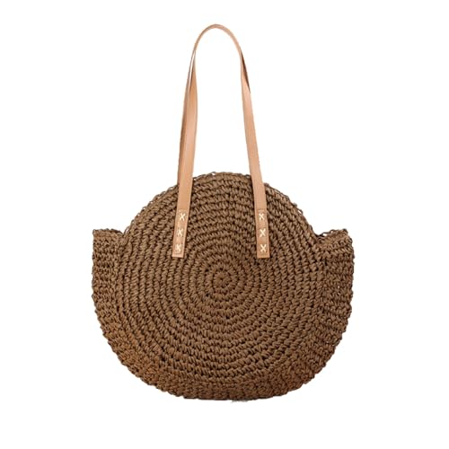 Sac à bandoulière rond d'été en paille et grand cabas de voyage chic
