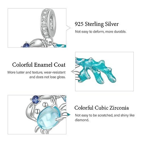 Image of GNOCE Ocean World Cute Animal Charm Beads,925 Sterling Silver Dangle Charms Fit Bracelets & Necklace, Hand-Finished Keepsake Travel Jewelry Gift for Women Men BBF