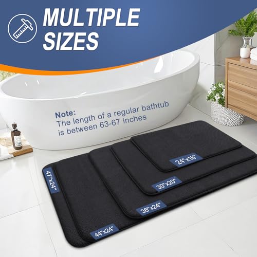 Image of OLANLY Thick Memory Foam Large Bathroom Rugs 40x32, Extra Soft Absorbent Bath Rug, Quick Dry Bath Mats, Non-Slip, Machine Washable Carpet for Bathroom, Tub and Shower, Home Decor Accessories, Black