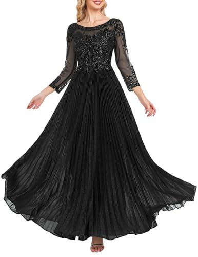Lace-Mother-of-The-Bride-Dresses-with-Sleeves-Long-Formal-Dresses-Wedding-Evening-Gowns-Black-Size-12