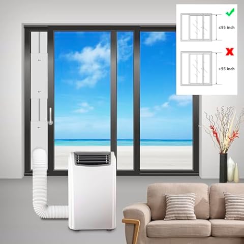 gulrear Sliding Door Air Conditioner Kit,2023 New Upgrade 6 plates Seamless Slot Style Portable Air Conditioner Sliding Door Vent Kit Max Adjustable Length 95 Inch, Suit for 5.9 Inch Exhaust Hose Cover