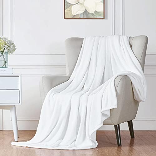 Walensee Fleece Blanket Plush Throw Fuzzy Lightweight (Throw Size 50x60 White) Super Soft Microfiber Flannel Blankets for Couch, Bed, Sofa Ultra Luxurious Warm and Cozy for All Seasons