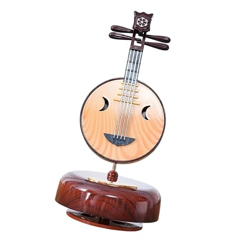 ZXFJYUIP Rotating French Horn And Trumpet Music Box Harp And Pipa Model Office/living Room Decoration(Moon Lyre)