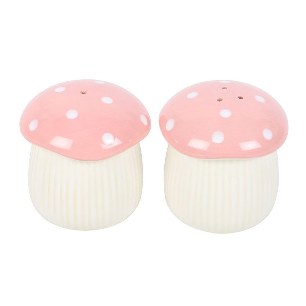 Saliera e pepiera a forma di fungo rosa | Stoviglie in ceramica stravagante | Cottagecore Kitchen Decor