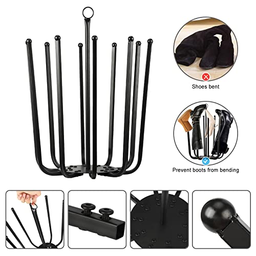 5 Pair Round Boot Shoe Rack Shoes Shelf Holder Boots Frame Shelf Steel Holder Stand Steel Welly Holder Stand Storage Organizer, Matte Black - Image 6