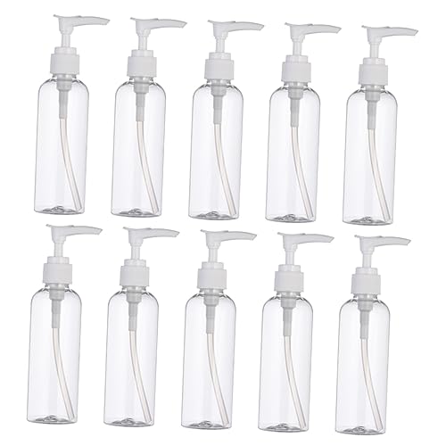 FRCOLOR 10 Uds Botellas con Bomba para Champú Acondicionador Botella De Agua con Bomba Tamaño De Viaje Gel De Baño Transparente