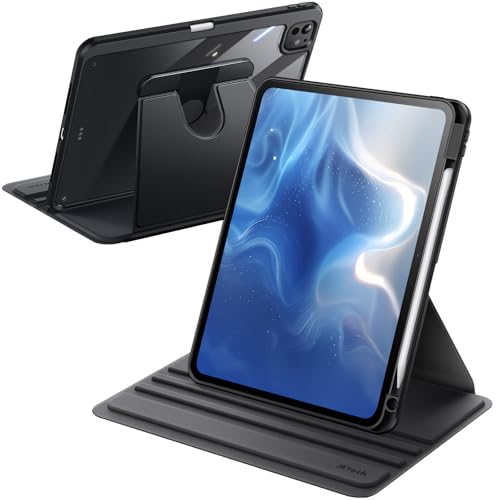 JETech Coque Rotatif Uniquement pour iPad Pro 11 Pouces M5/M4 2025/2024 (6e/5e Génération) avec Porte-Pencil, Étui Housse de Support de Protection Rotatif...