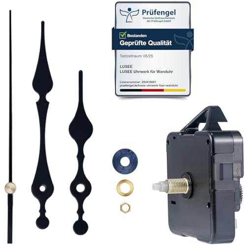 LUSEE Mecanismos de Movimiento de Relojes, Mecanismo de Silencioso de Cuarzo con Puntero Corto para DIY Reparación Reemplazo de Piezas (Longitud del eje:16mm / 0,62pulgada)