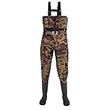 Fly Fishing Hero Chest Waders for Men with Boots Hunting Waders Fishing Boots Neoprene Waders for Women Free Hangers Included (Camo 11)