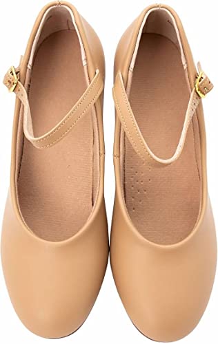 Linodes PU Leather Ankle Strap Character Shoe 1.55'' Dance Shoes for Women-UPD4