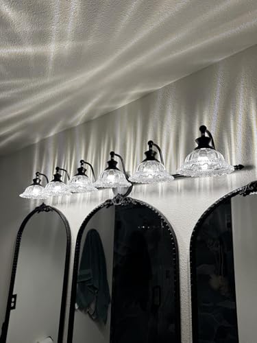 Image of XIEDUN 45 inch Bathroom Light 6 Light Black Vanity Light Farmhouse Vanity Lights Vanity Lighting Fixtures (Exclude G9 Bulb)