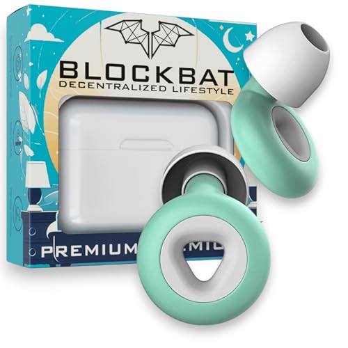 BLOCKBAT® Tapones Para Dormir, Reducción de Ruido Suave, Reutilizables, Tapones Oidos Cancelacion de Ruido, Cómodos, Lavables, Tapones Oidos Ruido Dormir, Tapones Antironquidos (Azul/Blanco)