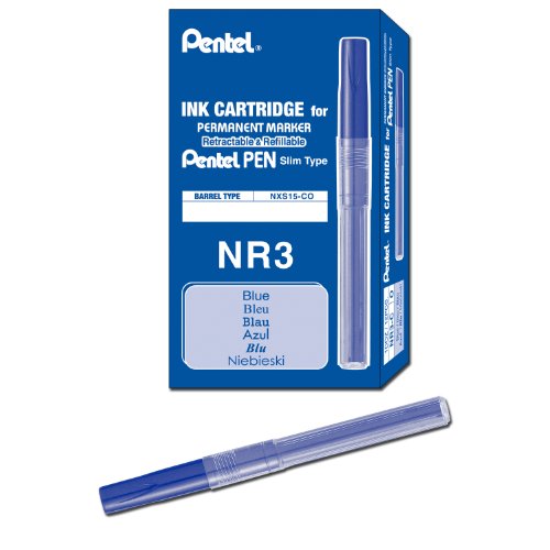 Pentel Refill Ink For Handy Lines Permanent Marker, Blue Ink, Box of 12 (NR3-C)