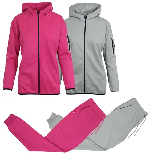 Galaxy by Harvic Womens 4-Piece Full Zip Hoodie & Jogger Tracksuit Sets, Sweatsuits with Pockets 2-Pack