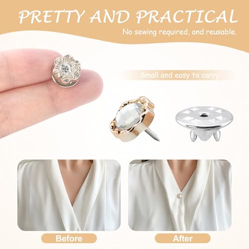 Quacc 10 PCS Women Shirt Brooch Buttons Blouse Modesty Pins Cover Up Brooch Lapel Pins Safety Button Prevent Accidental Exposure Decorative Pins for DIY Bag Cardigan Dress Clothes2