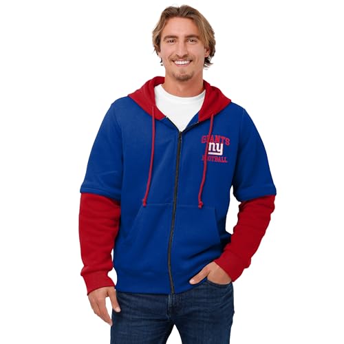 FOCO New York Giants NFL Mens Wordmark Long Sleeve Hooded Shirt - L