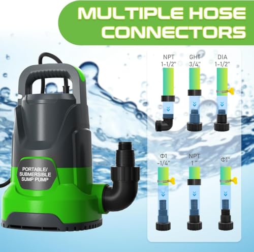 Image of 1.1HP Sump Pump, Submersible Water Draining Pump, 4700GPH