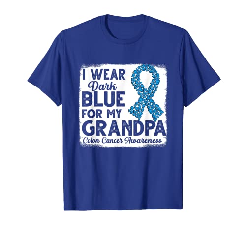 Llevo azul oscuro para el sobreviviente del abuelo Concienciación sobre el cáncer de colon Camiseta