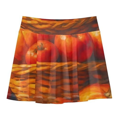 Athletic Shorts for Girls Skorts Toddlers Tennis Skirts Custom Flowy Skort Autumn Leaves Apples Pumpkins 3t
