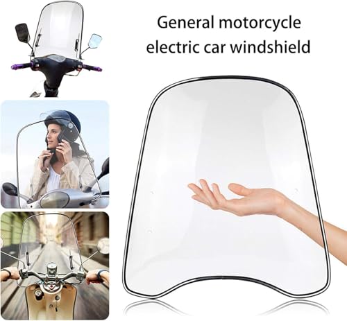 COJJ Motorrad Universal Windschutzscheibe, Motorrad Spoiler, Windschild Windschutzscheibe Für Motorräder Elektrische Fahrzeuge, Bruchsicheres, Winddichtes, Kältefestes PC-Schild 425mm X 460mm