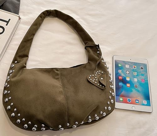 Retro Dumpling Shoulder Bag Studded Purse Convertible Carry Shoulder Purse Handbag Daily Underarm Bag4