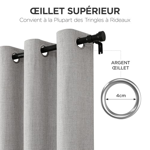Rideau opaque effet lin 140x240cm thermique isolant de qualité