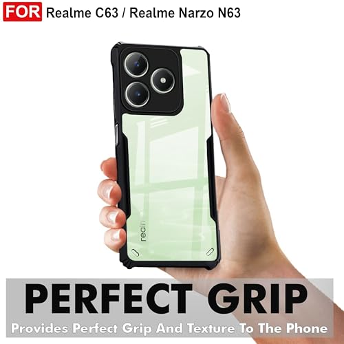 Image of Zapcase Back Case Cover for Realme C63 | Compatible for Realme C63 Back Case Cover | Clear Case with Camera Protection | (TPU + PC | Matte Black)