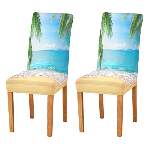 Alaza Palm Trees Hawaiian Tropical Seashore Beach Dining Room Chair Slipcovers Dining Chair Covers Parsons Chair Slipcover Office Chairs Stretch Chair Covers For Dining Room #TOP14