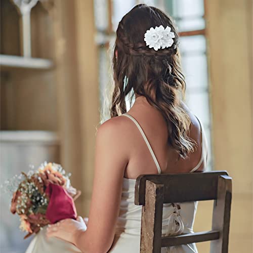 6 Piezas Pinzas de Pelo Florales Blancas con Cristales miniatura 6