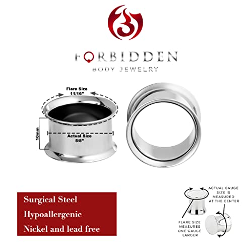Forbidden Body Jewelry Ear Gauges, Ear Tunnels, Tunnels For Ears, 5/8 Inch (16mm) Surgical Steel Mirror Finish Double Flared Tunnel Plug Earrings (Sold in Pairs)