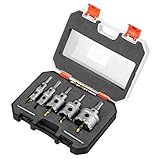 SALI 5pcs TCT Hole Saw Kit Tungsten Carbide Tipped Hole Saw Drill Bit with Titanium-Plated Pilot Drill bit for Metal, Stainless Steel, Iron, Wood, Plastic 5/8'-1-3/4' 16mm+22mm+29mm+35mm+45mm