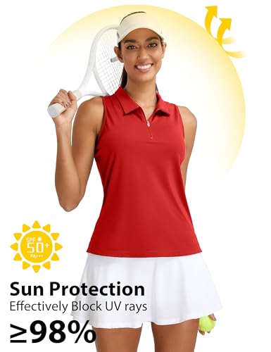 MathCat Womens Golf Polo Shirts, Sleeveless 1/4 Zip UPF 50+ Tennis Tank Top, Racerback with Collar Athletic Shirt Quick Dry4