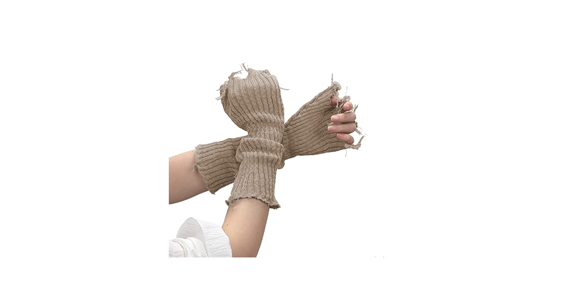Suxgumoe Tattered Punk Arm Warmer, Women Girls Winter Long