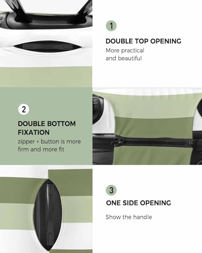 Ombre Green Stripe Travel Luggage Cover, Geometric Art Anti-scratch Travel Suitcase Protector Covers, Washable Elastic Baggage Covers Fit 26-28 Inch Carry on Luggage2