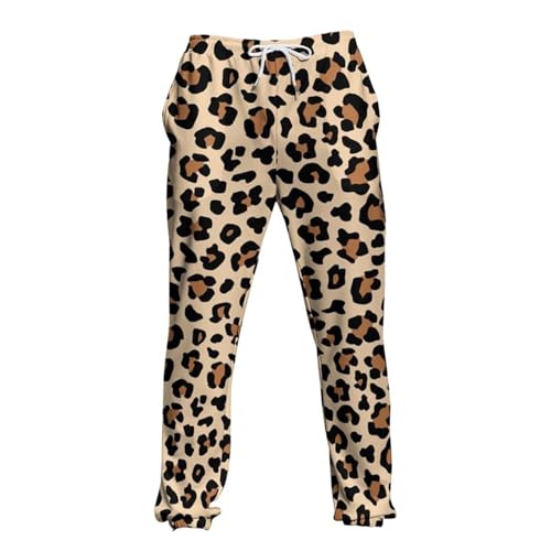 Generisch Pantalon de jogging en tissu pour homme - Élégant - Long - Motif léopard - Imprimé léopard - Pantalon de loisirs - Pantalon de sport stretch -...