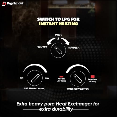 Image of DIGISMART Aqua Gold Instant LPG Gas Water Heater with Pure Copper Tank, Anti Rust Coating Geyser ISI Approved Saves Geyser Corrosion by Water (Silver Metallic) 1 Year Warranty