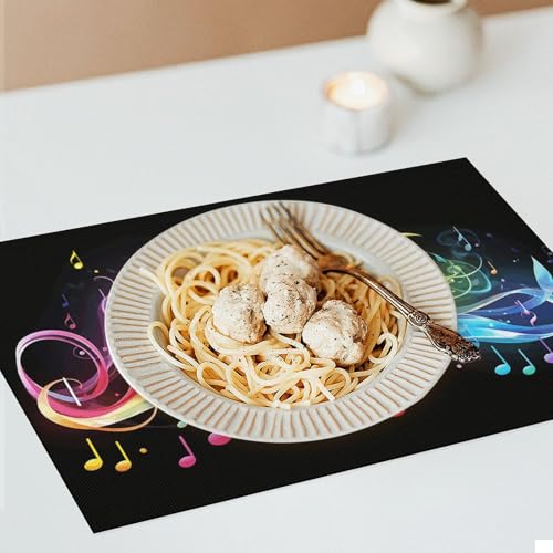 Set de table musique arc-en-ciel en PVC lavable résistant x6 - 8
