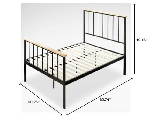 Image of Zinus Contemporary Metal and Wood Platform Bed with Wood Slat Support, Queen