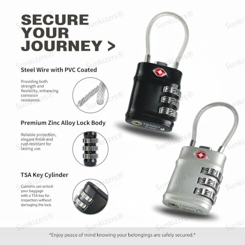 Image of Sunkizzrs Set of 2 Metal Luggage Locks for Travel