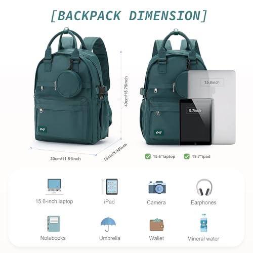 School Backpack for Girl Boys Cute Middle School Student Bookbag Waterproof College Aesthetic Backpack Work Laptop Backpack Rucksack Casual Travel Daypack Peacock Blue2